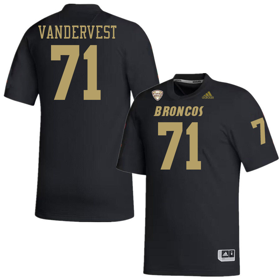 #71 Adam Vandervest Western Michigan Broncos College Football Jerseys Stitched-Black